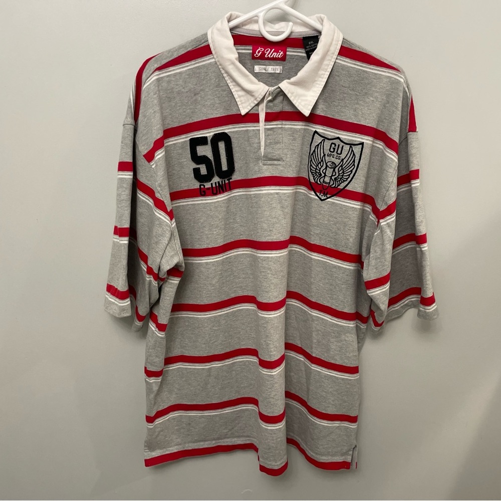 G-Unit Gray and Red Men's Polo Shirt